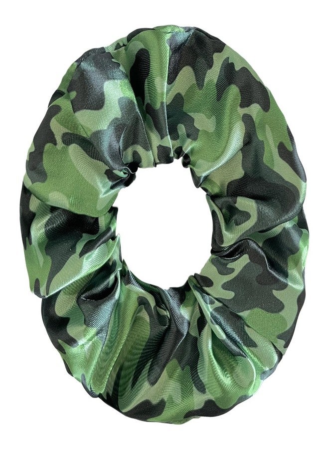 BBTDIN Camouflage Hair Scrunchies Green Camo Ponytail Holder Camouflage Satin Scrunchy Hair Tie BBW12 (2 Pcs Set) - Image 2